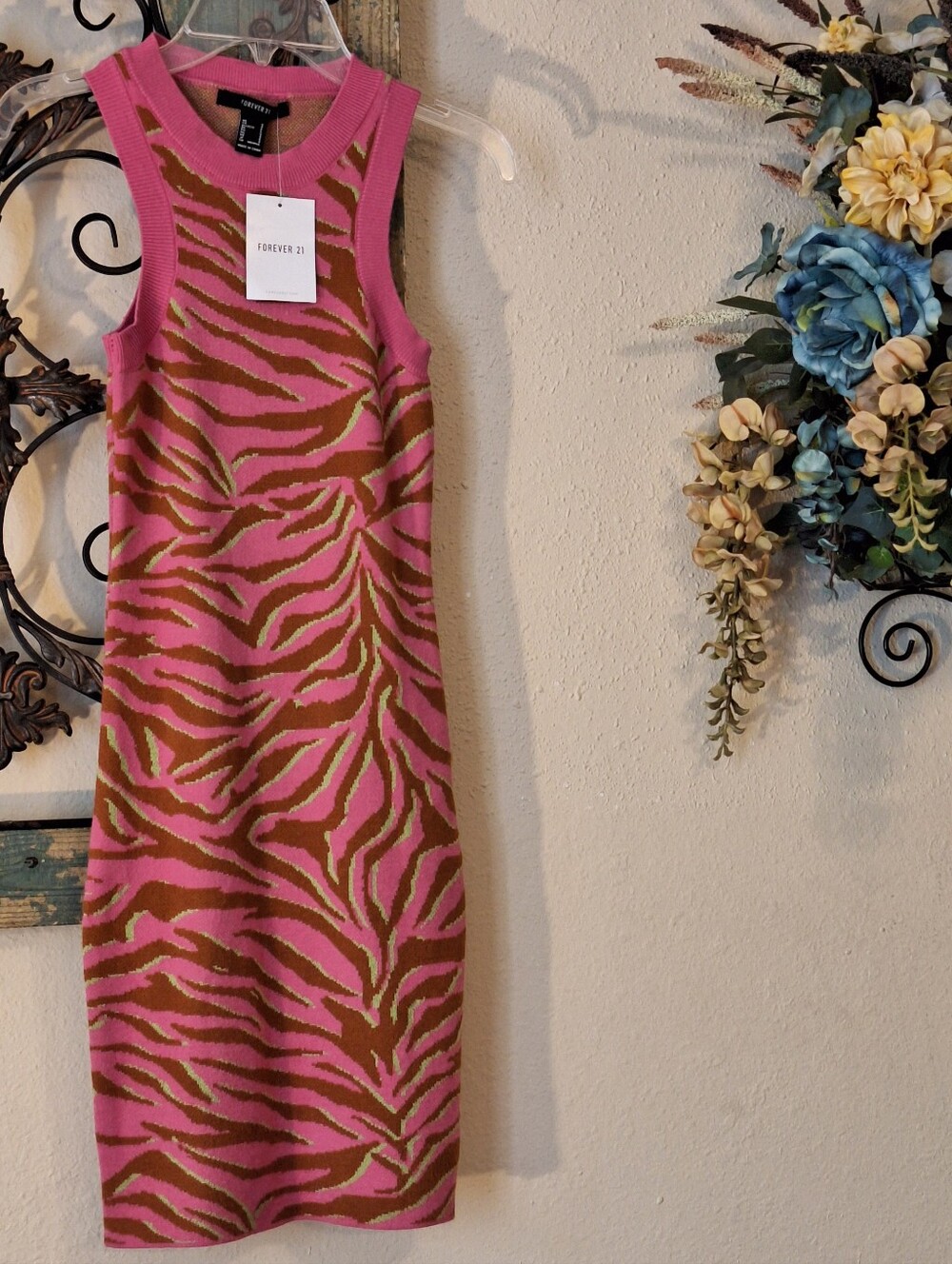 🔥🔥$8.00 Forever 21 Pink/Brn Zebra-Print Sleeveless Mini Dress. NWT Size S - Picture 5 of 11
